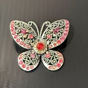 Elegant Pink Butterfly Brooch